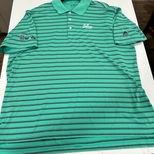 Adidas Climalite Green and Black Striped Polo Shirt